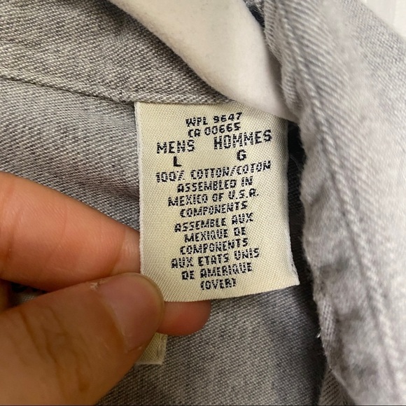 Vintage Eddie Bauer Grey Button Front Flannel Collared Shirt Size Large - Picture 7 of 7